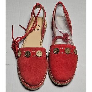 C Wonder Michaela Red Suede Espadrille Sandal‎ Ankle Tie MICHAELA DIAQ Womens 6M